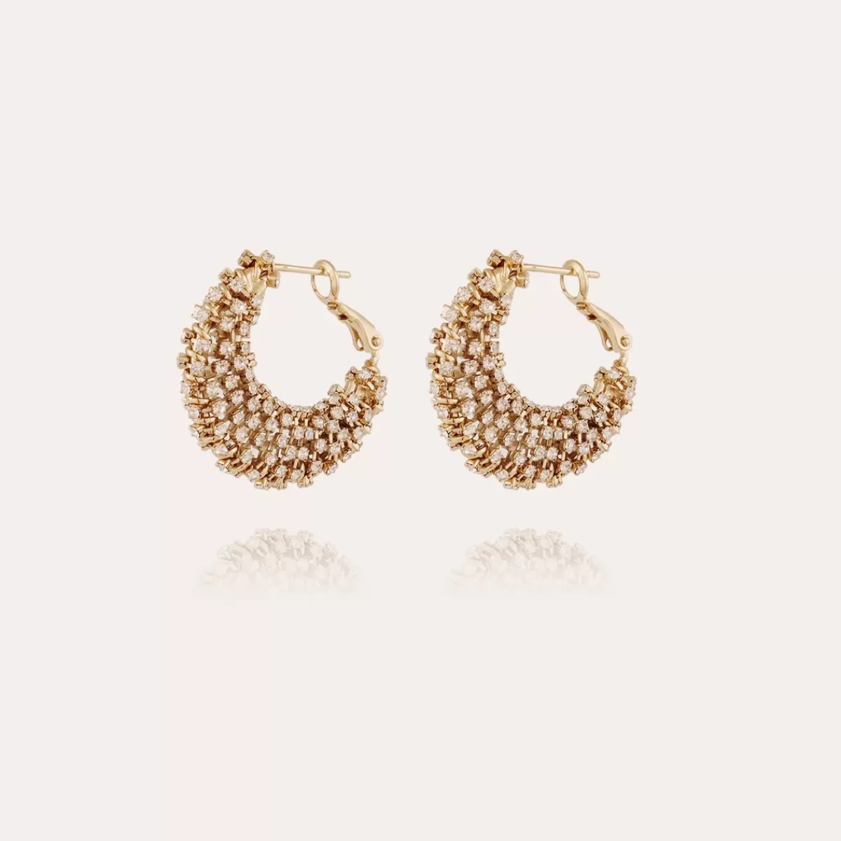 Gas Bijoux Boucles d'oreilles Izzia strass petit modèle dorées Vert Online