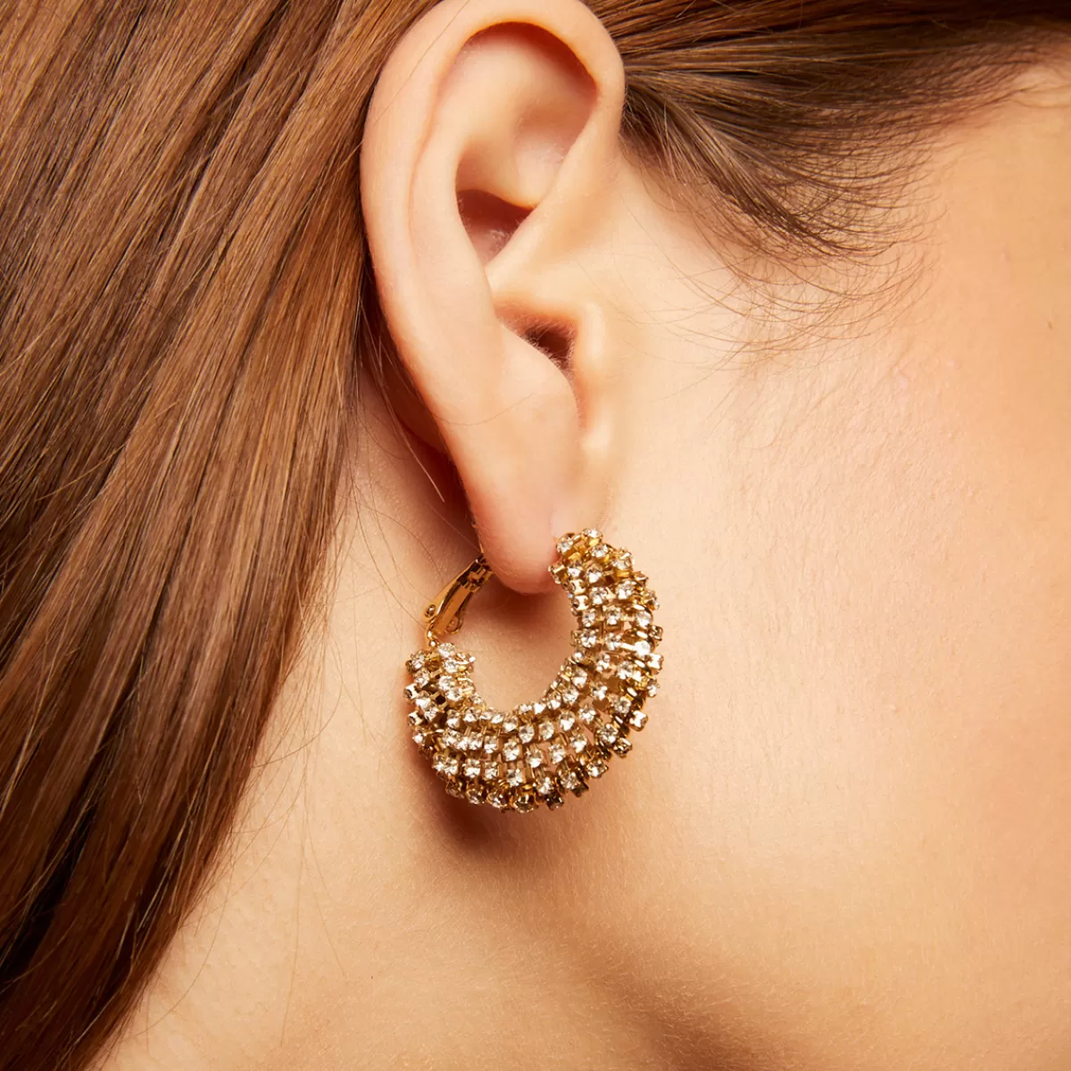 Gas Bijoux Boucles d'oreilles Izzia strass petit modèle dorées Vert Online