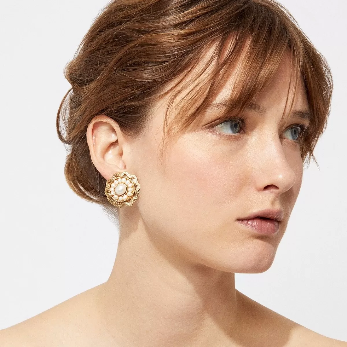 Gas Bijoux Boucles d'oreilles Leonie dorées - Perles de Culture Nacre blanche Flash Sale