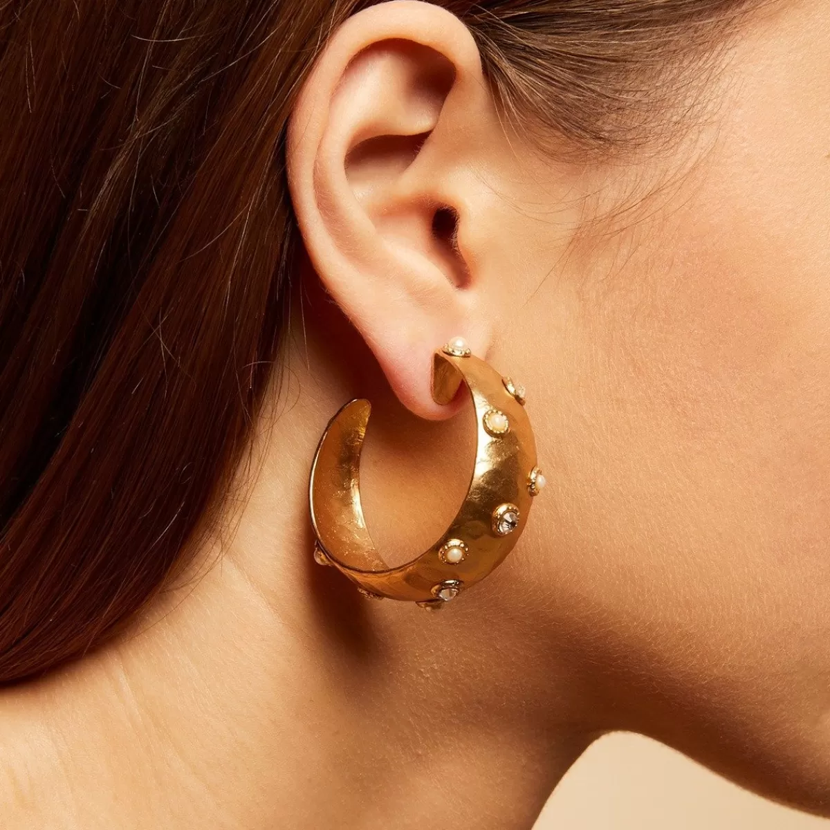 Gas Bijoux Boucles d'oreilles Leontia petit modèle dorées Cristal Sale