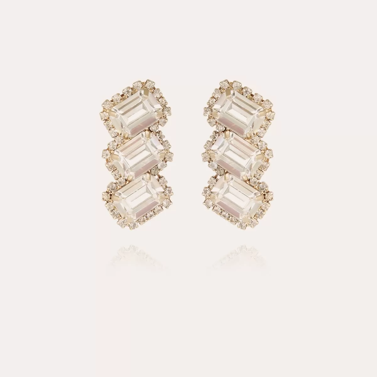 Gas Bijoux Boucles d'oreilles Léonor 3 dorées Cristal Flash Sale