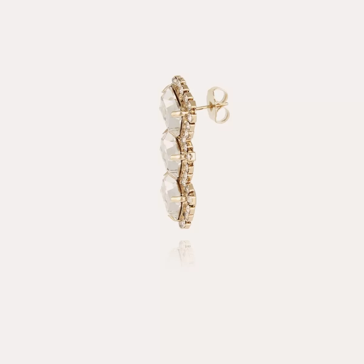 Gas Bijoux Boucles d'oreilles Léonor 3 dorées Cristal Flash Sale