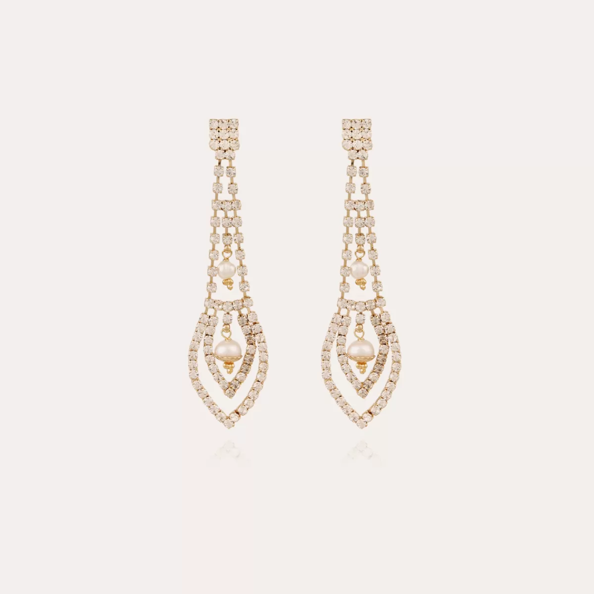 Gas Bijoux Boucles d'oreilles Lucia strass dorées Nacre blanche Online
