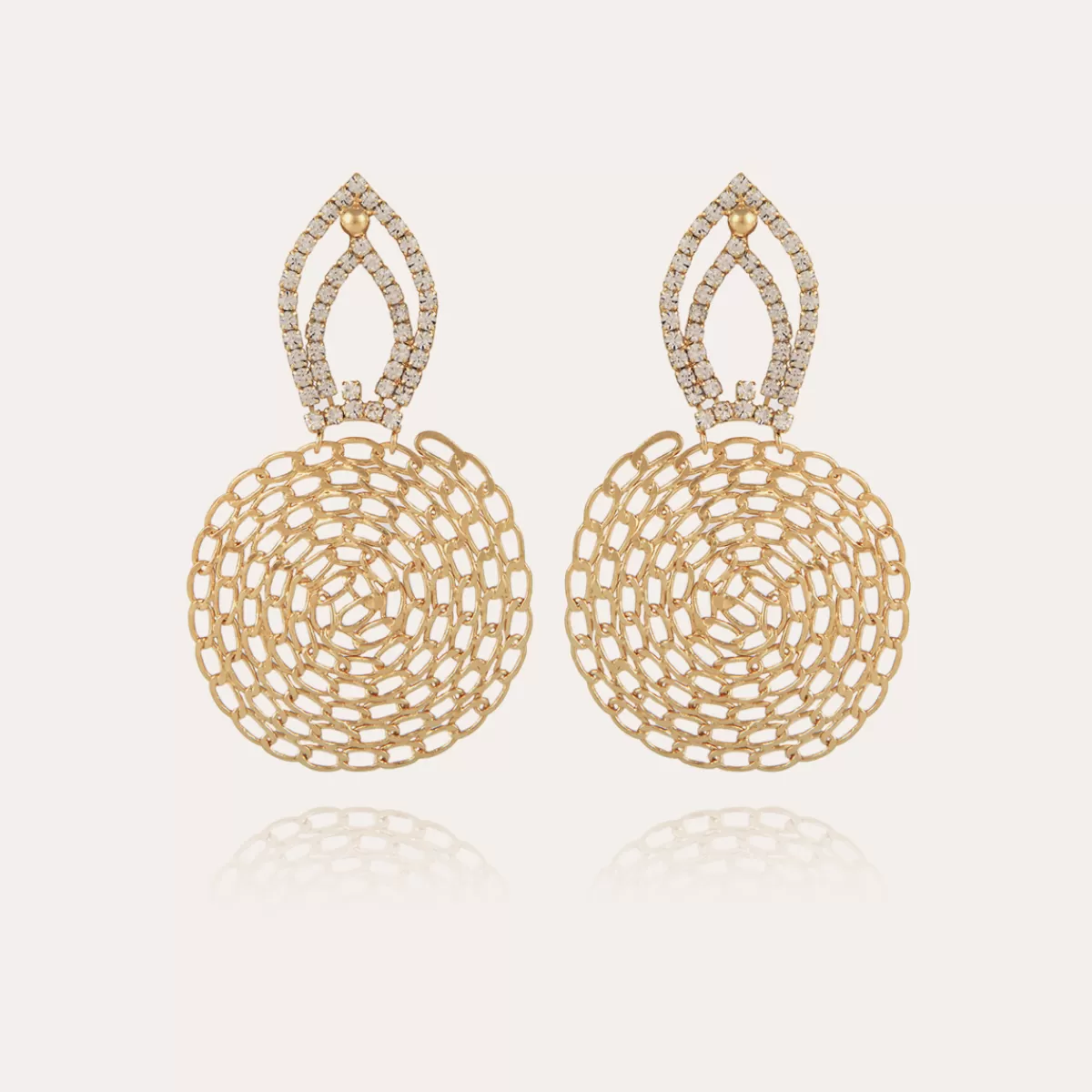 Gas Bijoux Boucles d'oreilles Luciole strass dorées Cristal Best