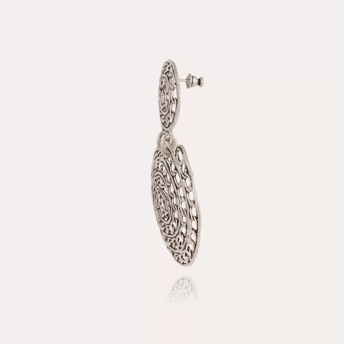 Gas Bijoux Boucles d'oreilles Onde Chaine grand modèle argentées Best Sale