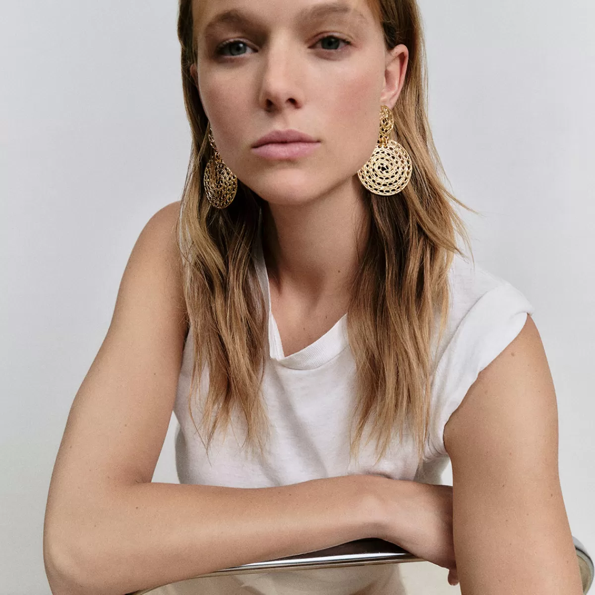 Gas Bijoux Boucles d'oreilles Onde Chaine grand modèle dorées Outlet