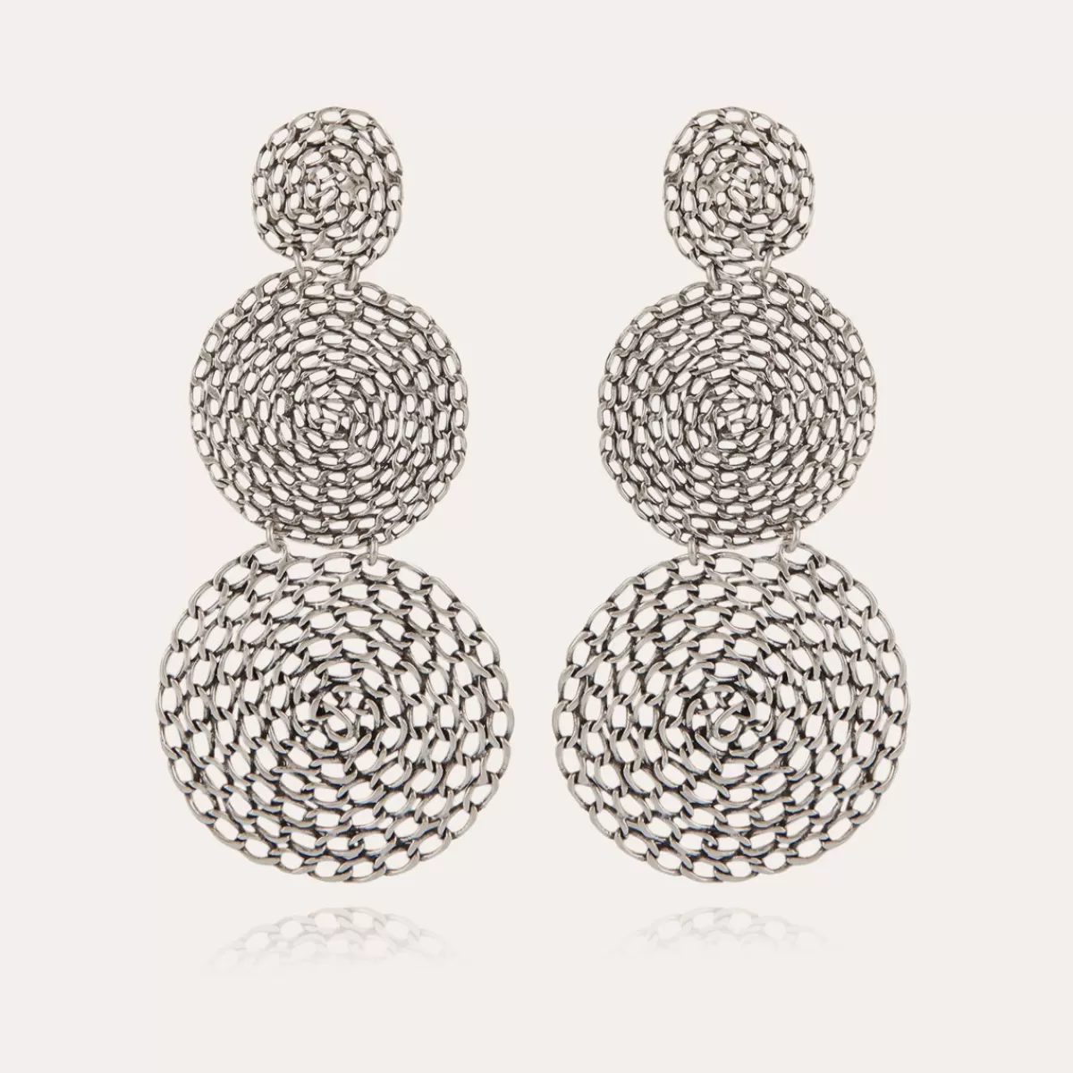 Gas Bijoux Boucles d'oreilles Onde Gourmette double argentées Cheap