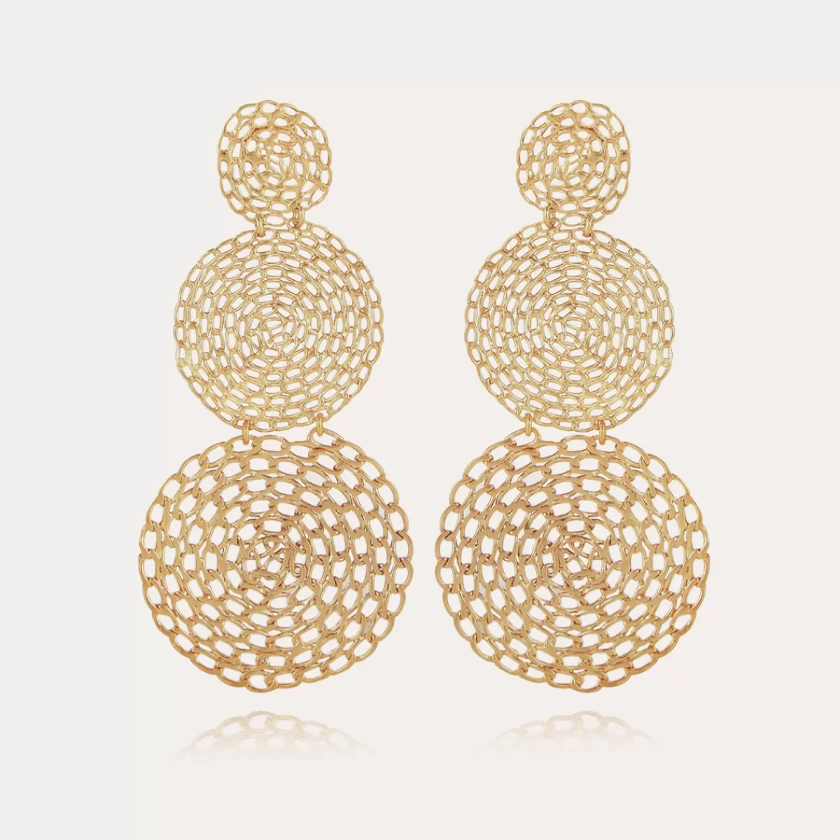 Gas Bijoux Boucles d'oreilles Onde Gourmette double dorées Flash Sale