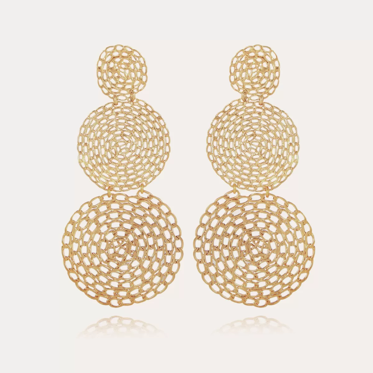 Gas Bijoux Boucles d'oreilles Onde Gourmette double dorées Flash Sale