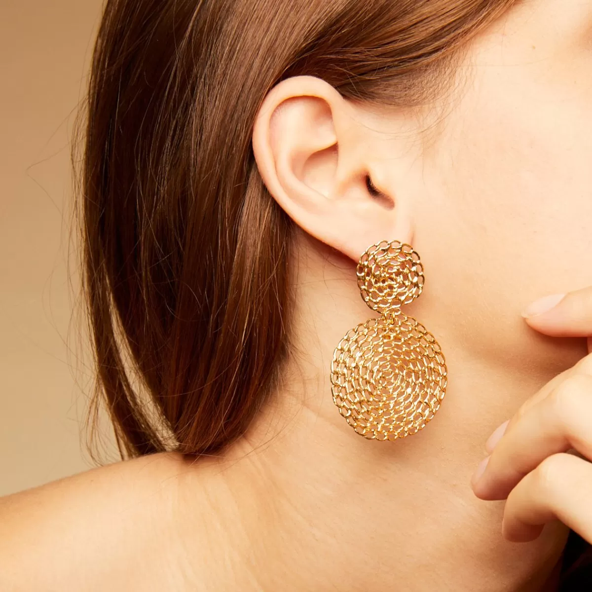 Gas Bijoux Boucles d'oreilles Onde Gourmette petit modèle dorées Shop