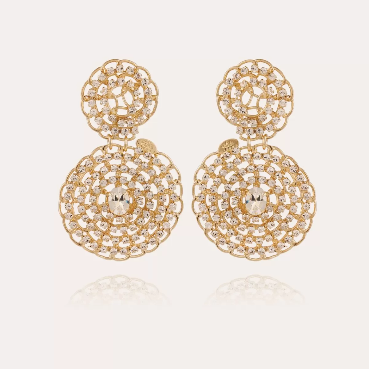 Gas Bijoux Boucles d'oreilles Onde Gourmette strass petit modèle dorées Sale