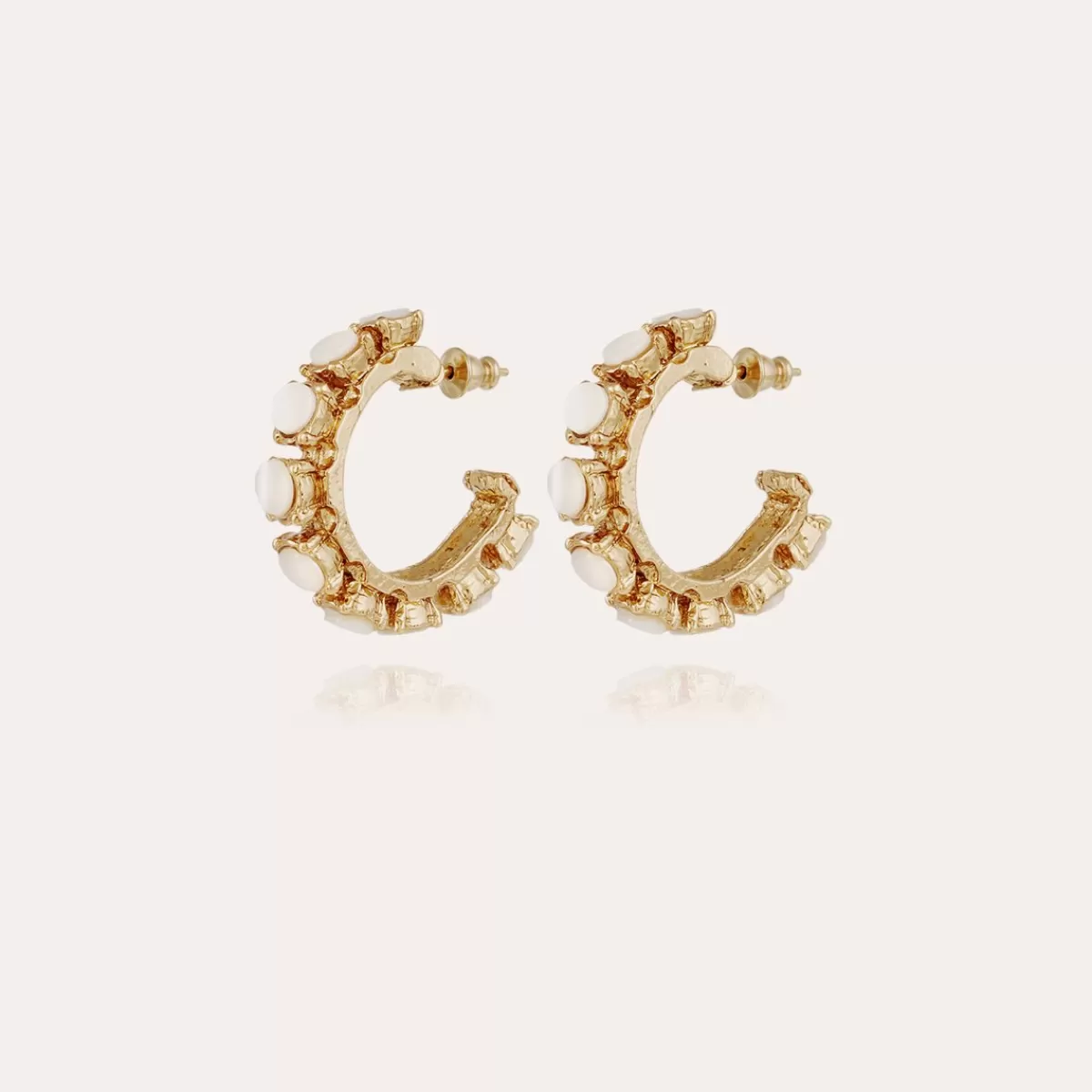 Gas Bijoux Boucles d'oreilles Parélie dorées - Nacre blanche Cristal Online