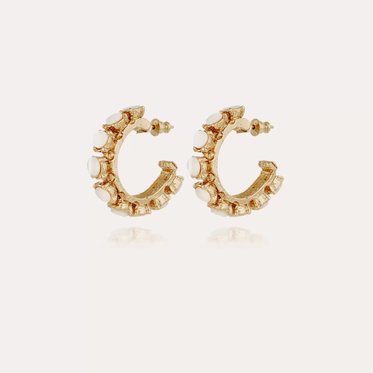 Gas Bijoux Boucles d'oreilles Parélie dorées - Nacre blanche Cristal Online