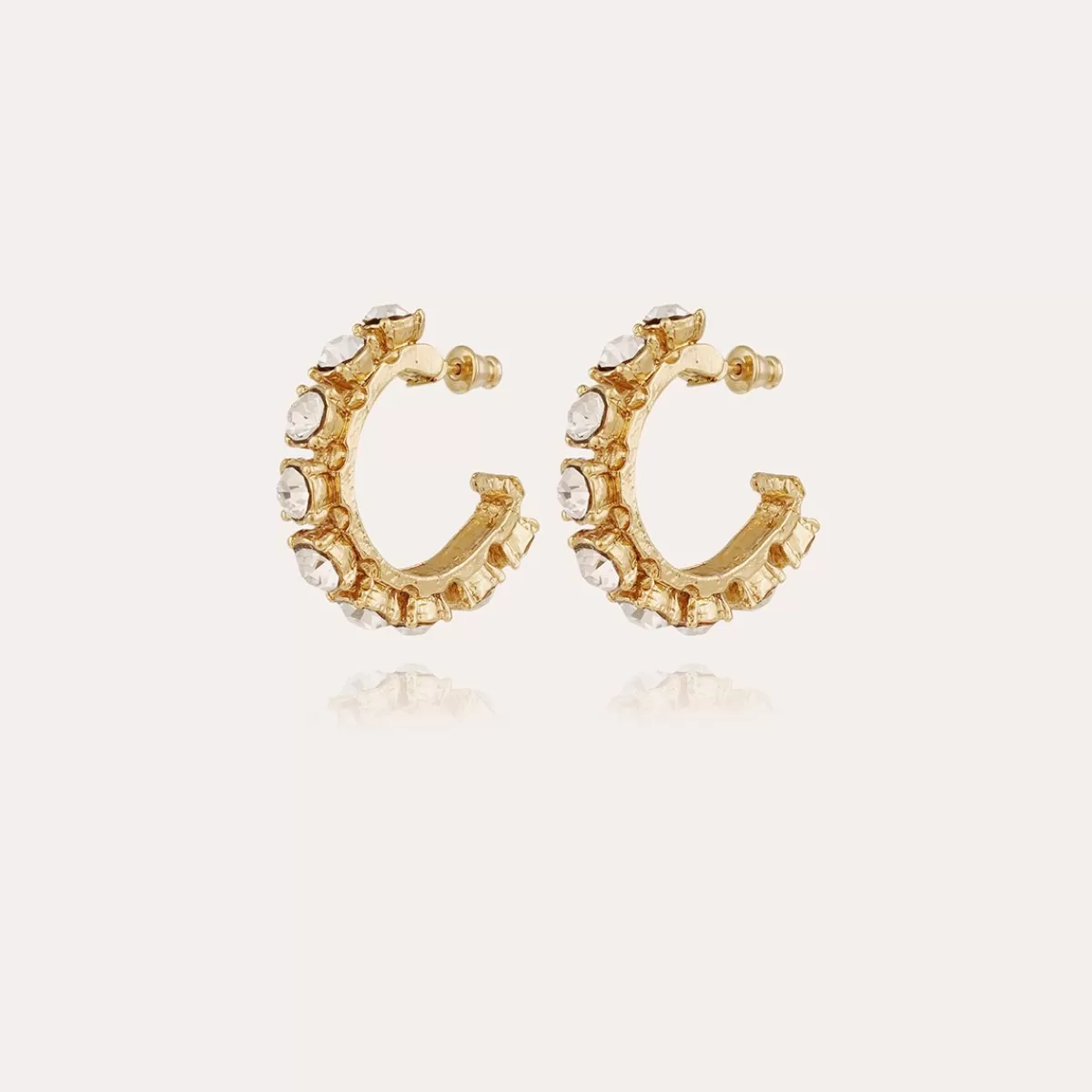 Gas Bijoux Boucles d'oreilles Parélie dorées - Strass Cristal Online