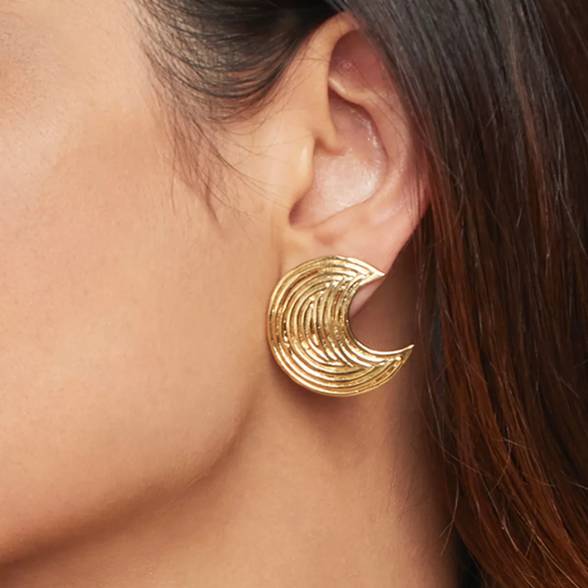 Gas Bijoux Boucles d'oreilles puces Luna Wave dorées New