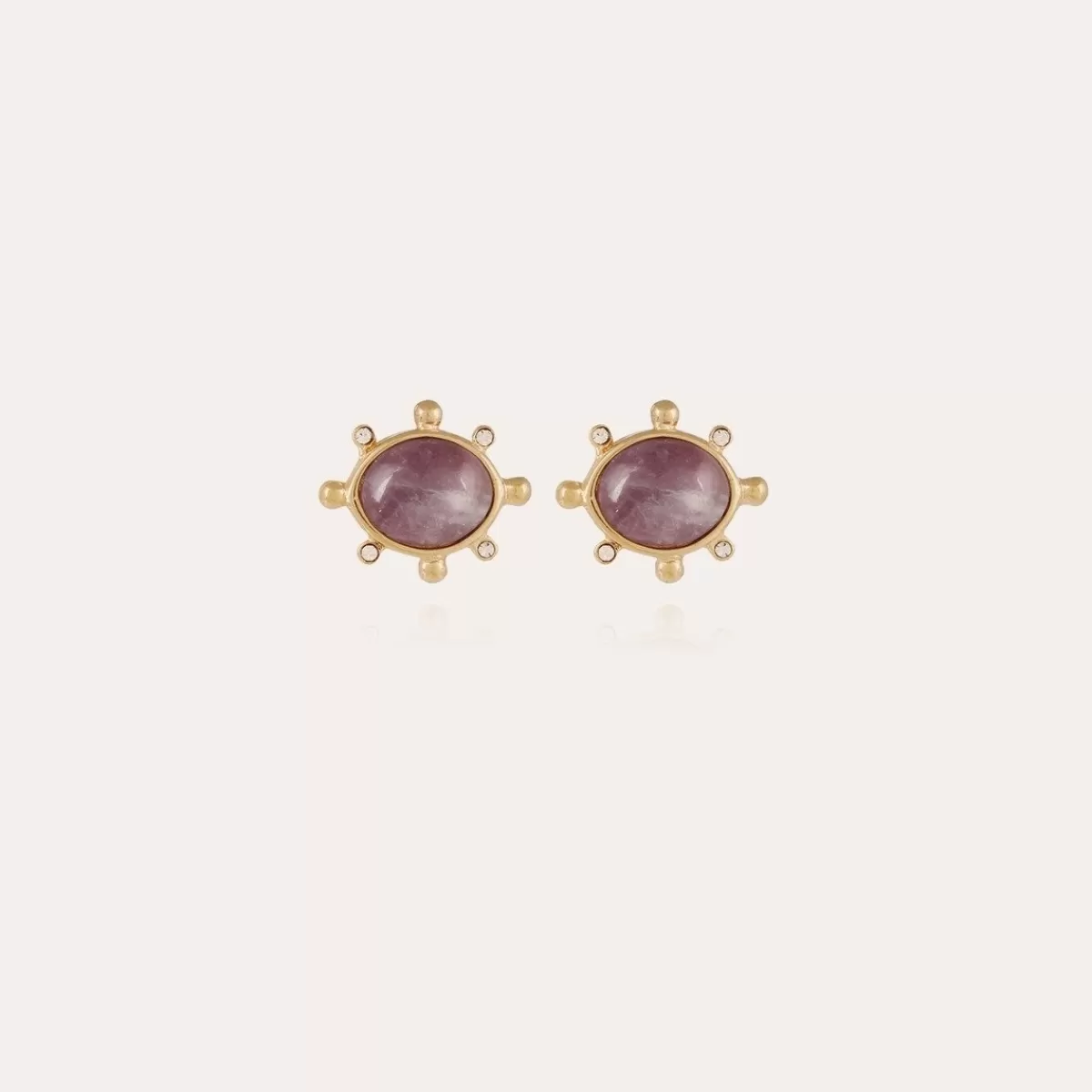 Gas Bijoux Boucles d'oreilles puces Tiki petit modèle dorées - Améthyste Nacre blanche Cheap
