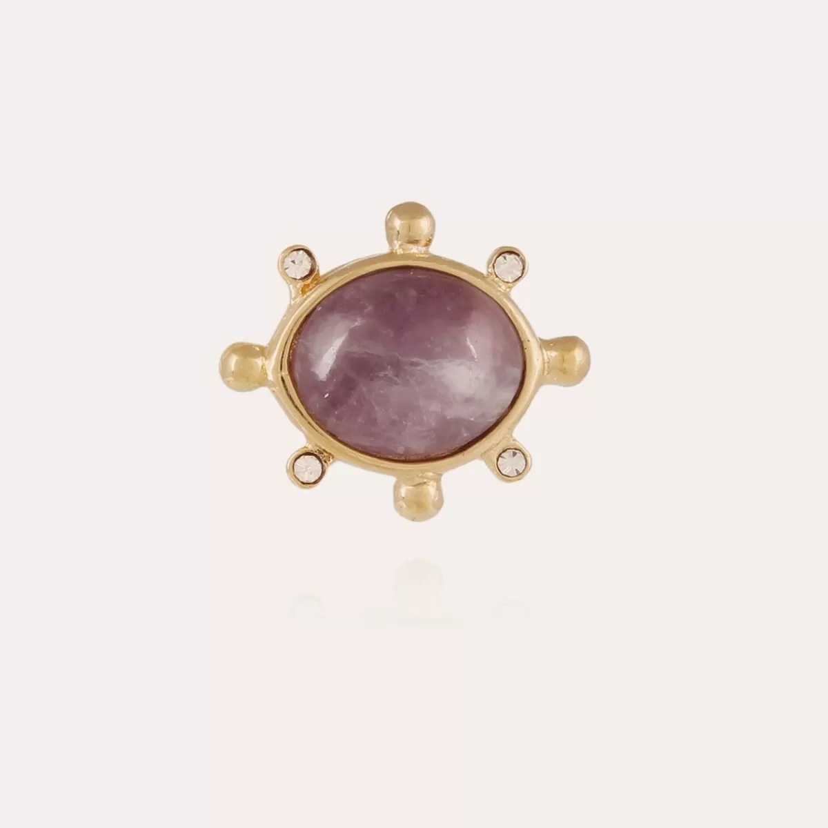 Gas Bijoux Boucles d'oreilles puces Tiki petit modèle dorées - Améthyste Nacre blanche Cheap