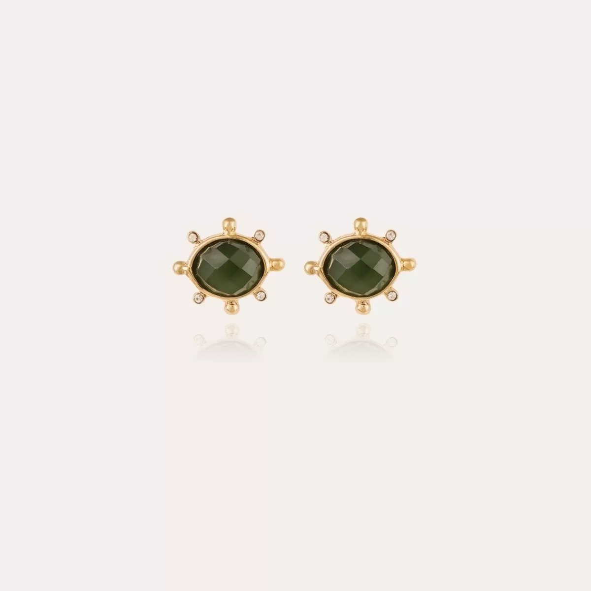 Gas Bijoux Boucles d'oreilles puces Tiki petit modèle dorées - Serpentine Nacre blanche Online