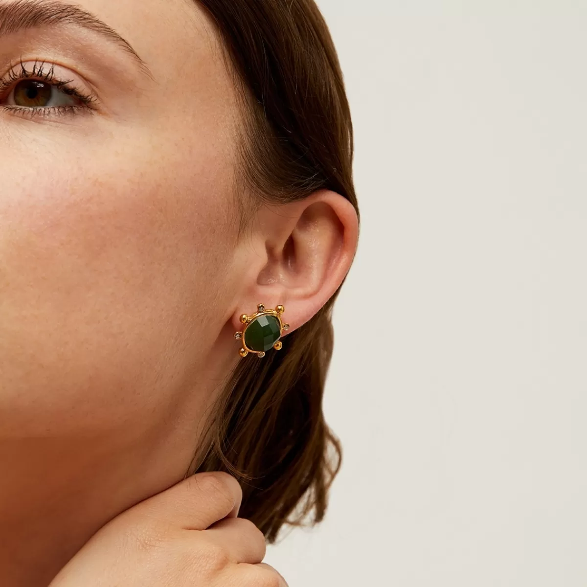 Gas Bijoux Boucles d'oreilles puces Tiki petit modèle dorées - Serpentine Nacre blanche Online