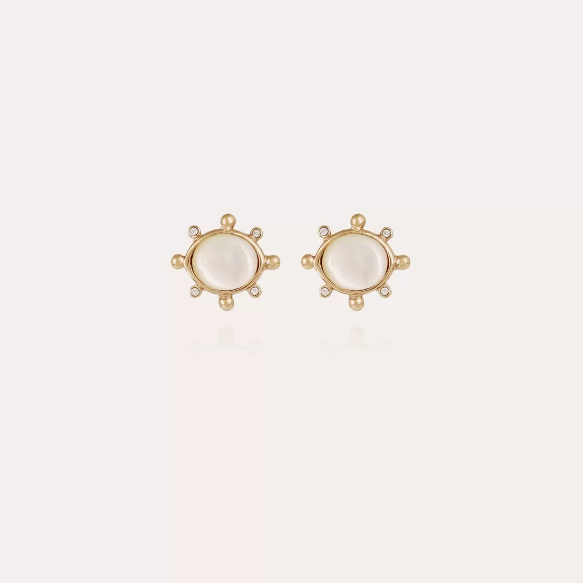 Gas Bijoux Boucles d'oreilles puces Tiki petit modèles dorées - Nacre blanche Outlet