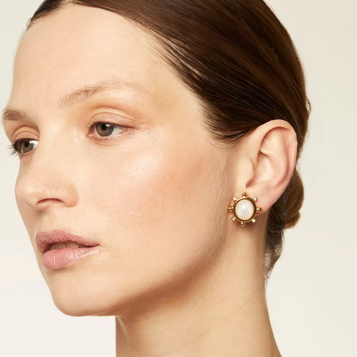 Gas Bijoux Boucles d'oreilles puces Tiki petit modèles dorées - Nacre blanche Outlet