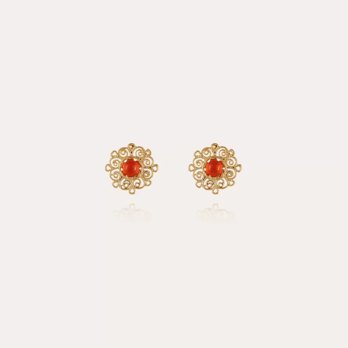 Gas Bijoux Boucles d'oreilles puces Yuca dorées Cornaline Discount