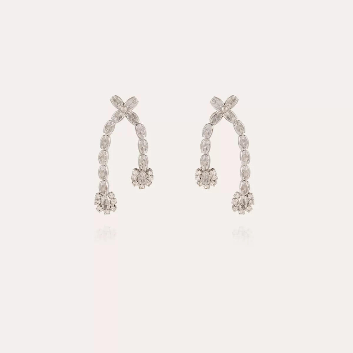 Gas Bijoux Boucles d'oreilles Riviera asymétrique petit modèle finition rhodium - Zircone Sale