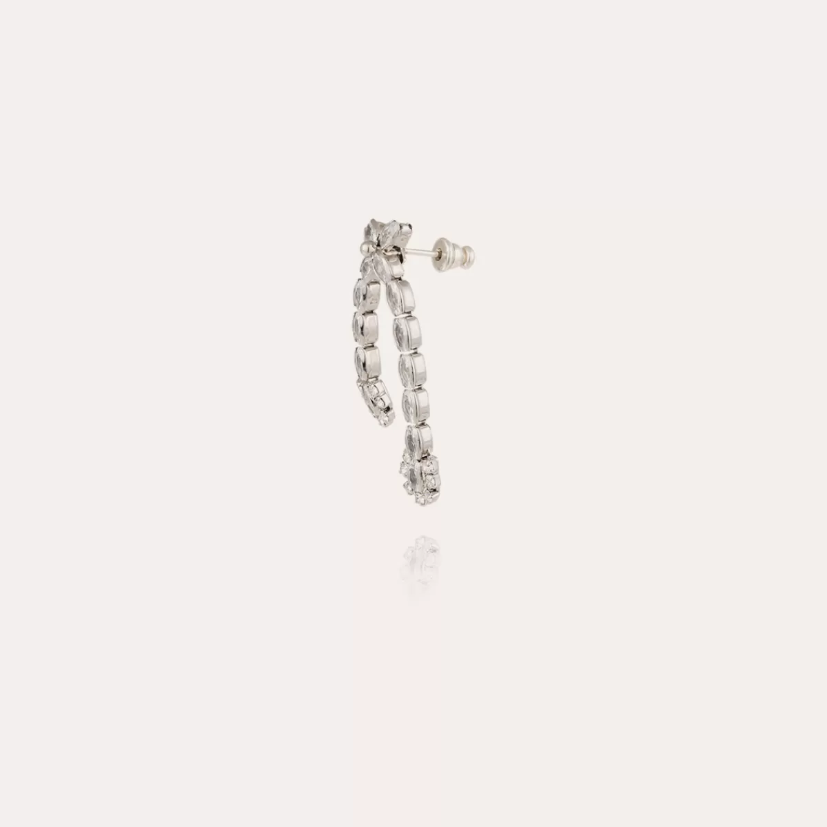 Gas Bijoux Boucles d'oreilles Riviera asymétrique petit modèle finition rhodium - Zircone Sale