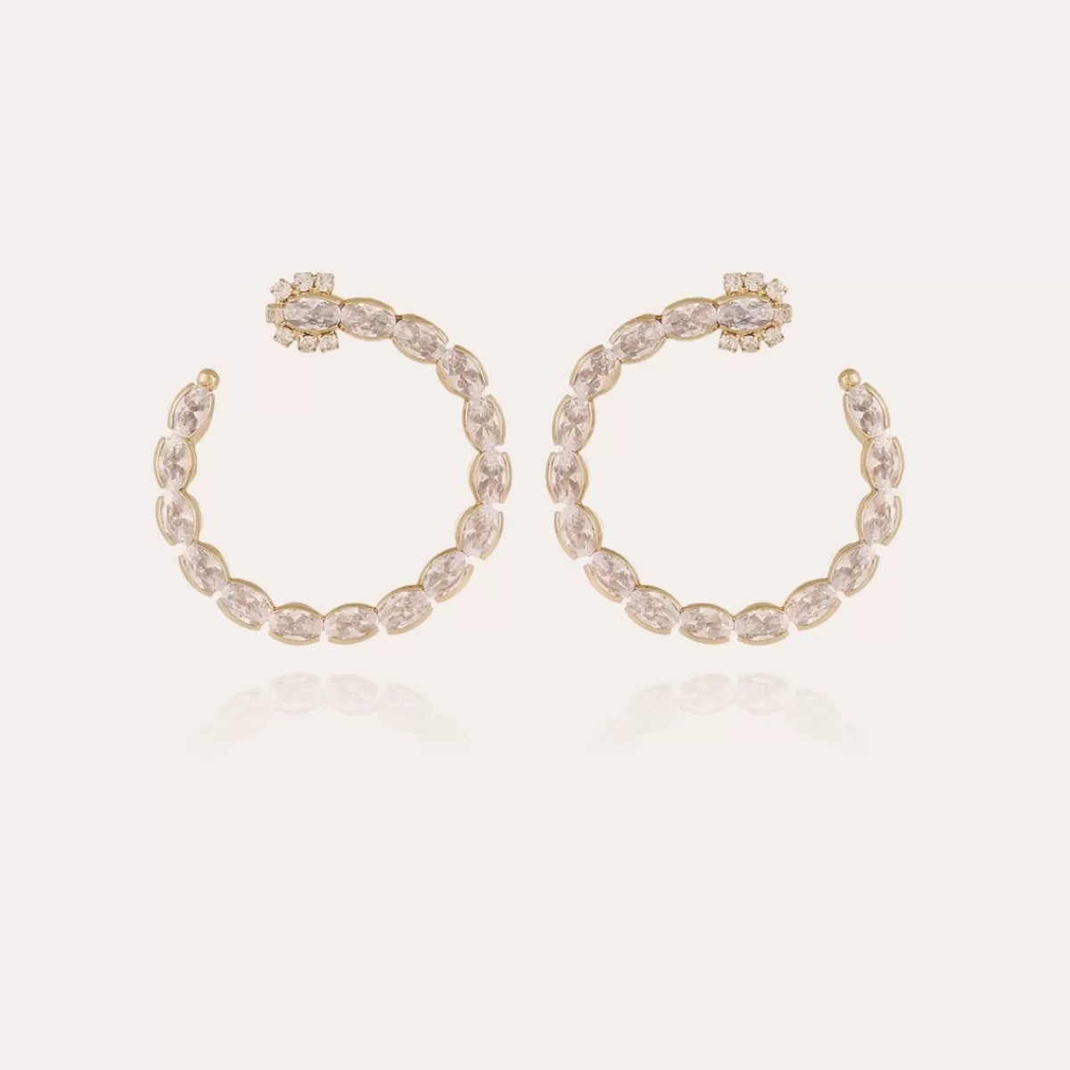 Gas Bijoux Boucles d'oreilles Riviera créoles grand modèle dorées - Zircone Cheap