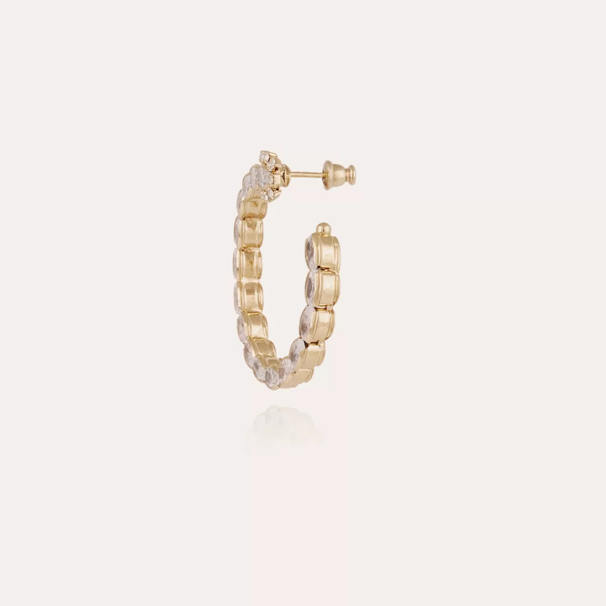Gas Bijoux Boucles d'oreilles Riviera créoles grand modèle dorées - Zircone Cheap