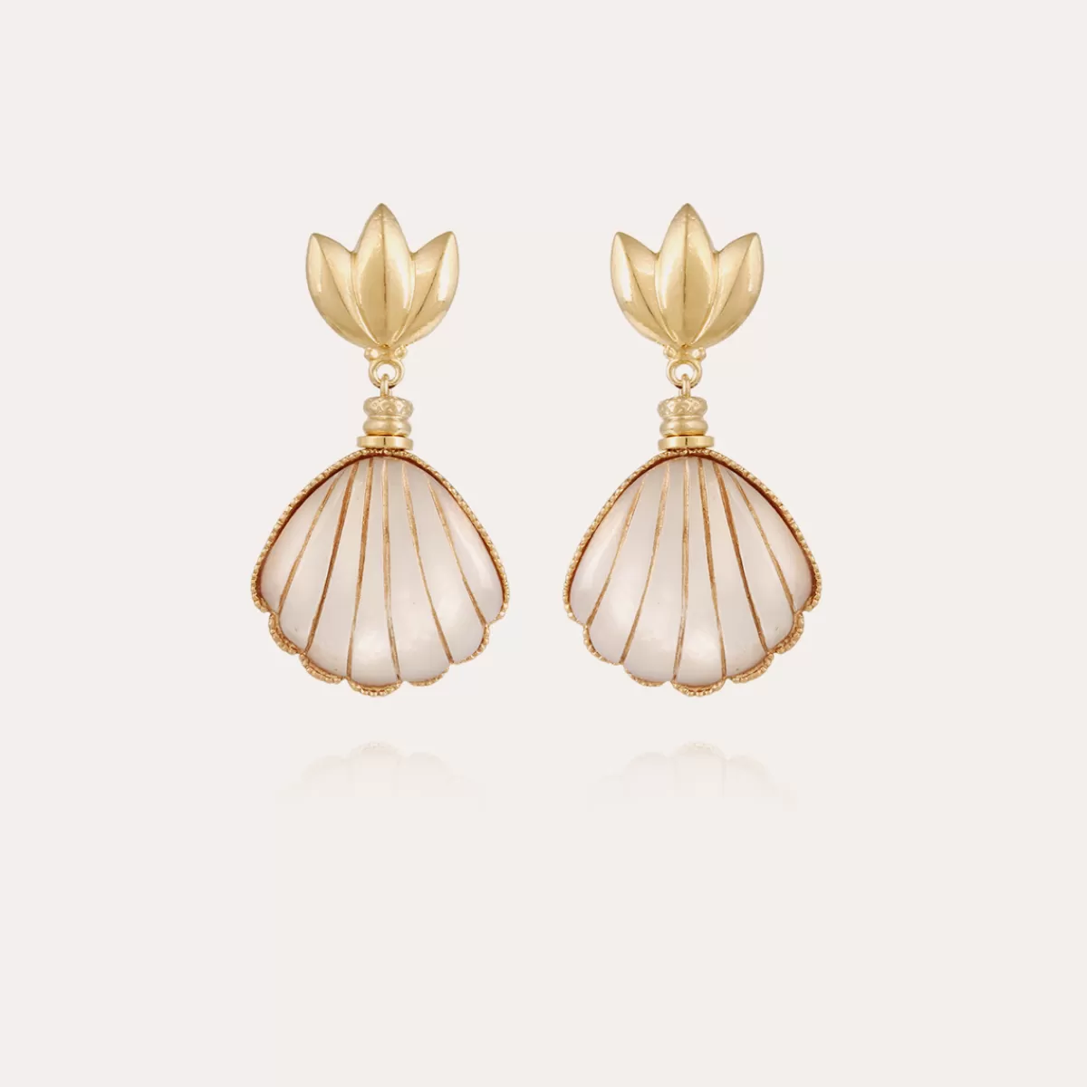 Gas Bijoux Boucles d'oreilles Sanibel dorées - Nacre blanche Store