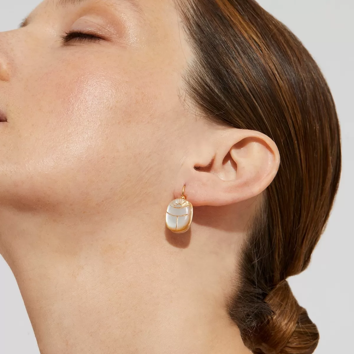 Gas Bijoux Boucles d'oreilles Scaramouche dorées - Nacre blanche Outlet