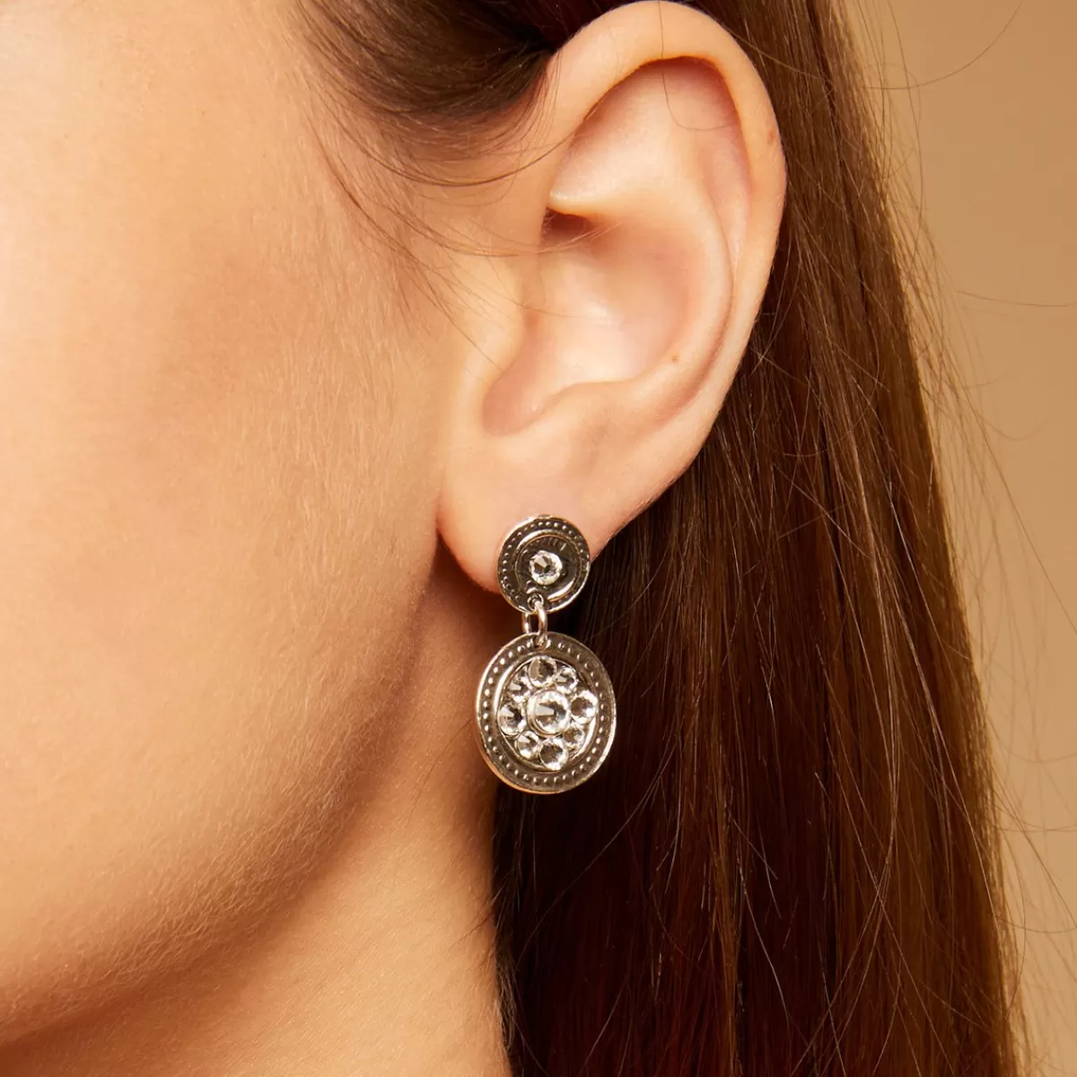 Gas Bijoux Boucles d'oreilles Sequin argentées Noir Discount