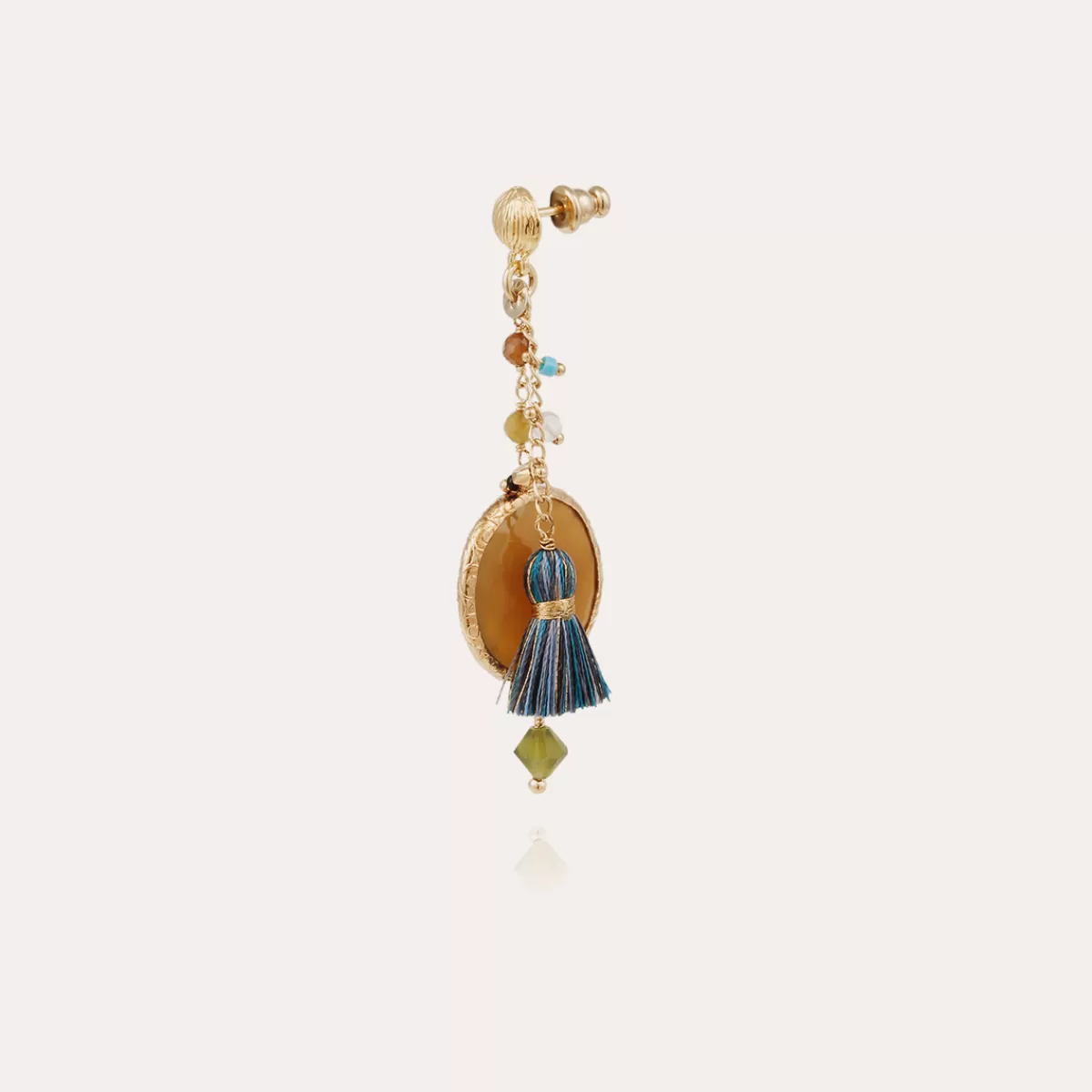 Gas Bijoux Boucles d'oreilles Serti Pondicherie dorées - Calcite jaune Multico marron New