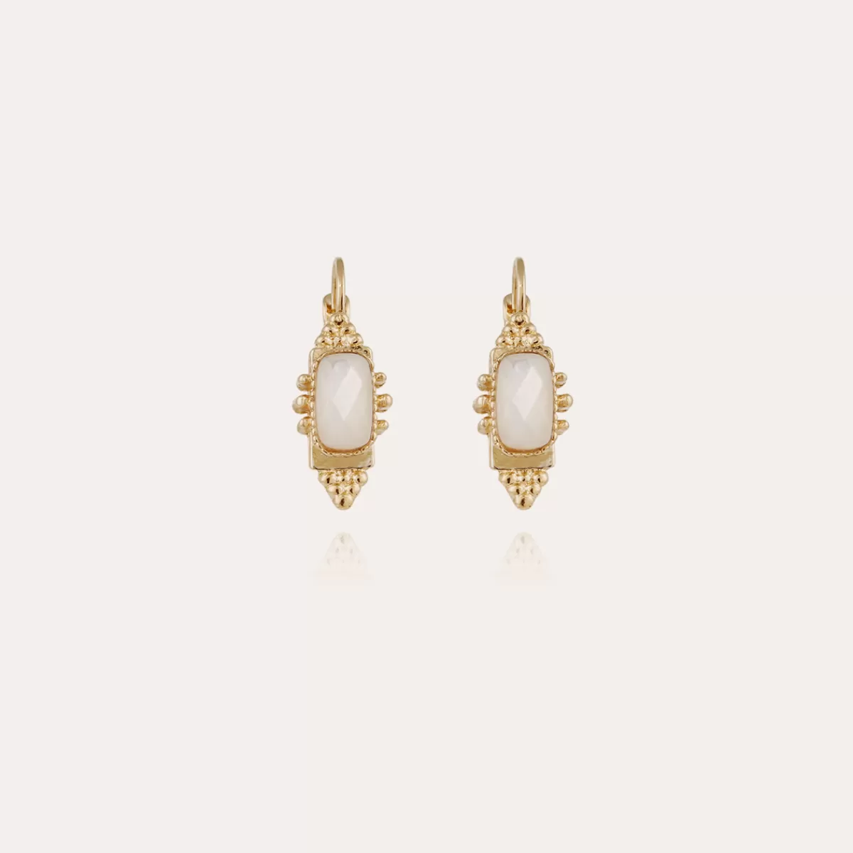 Gas Bijoux Boucles d'oreilles Serti Talisman petit modèle dorées - Nacre blanche Best