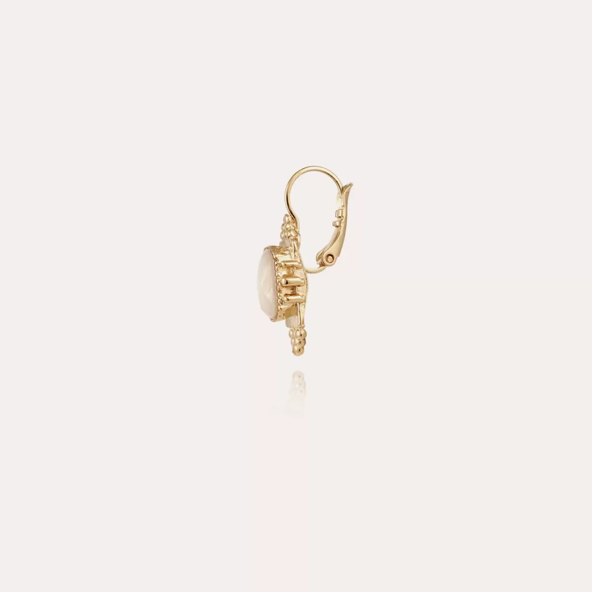 Gas Bijoux Boucles d'oreilles Serti Talisman petit modèle dorées - Nacre blanche Best