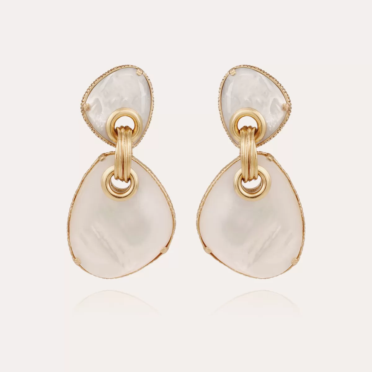 Gas Bijoux Boucles d'oreilles Silia grand modèle dorées - Nacre blanche Flash Sale