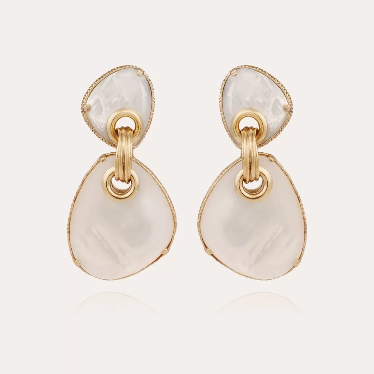 Gas Bijoux Boucles d'oreilles Silia grand modèle dorées - Nacre blanche Flash Sale