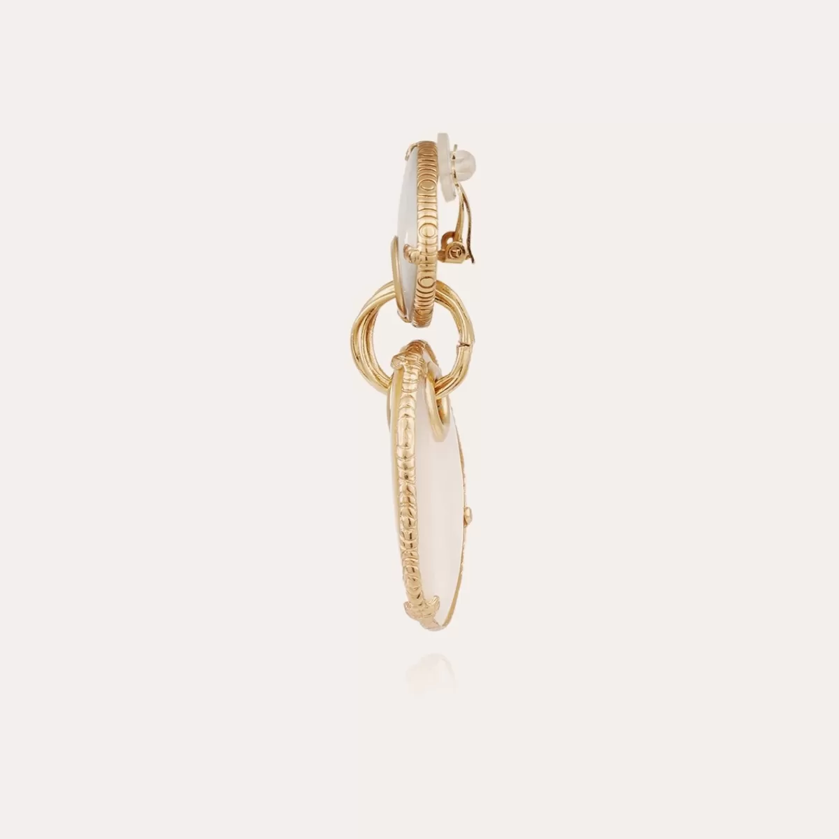 Gas Bijoux Boucles d'oreilles Silia grand modèle dorées - Nacre blanche Flash Sale