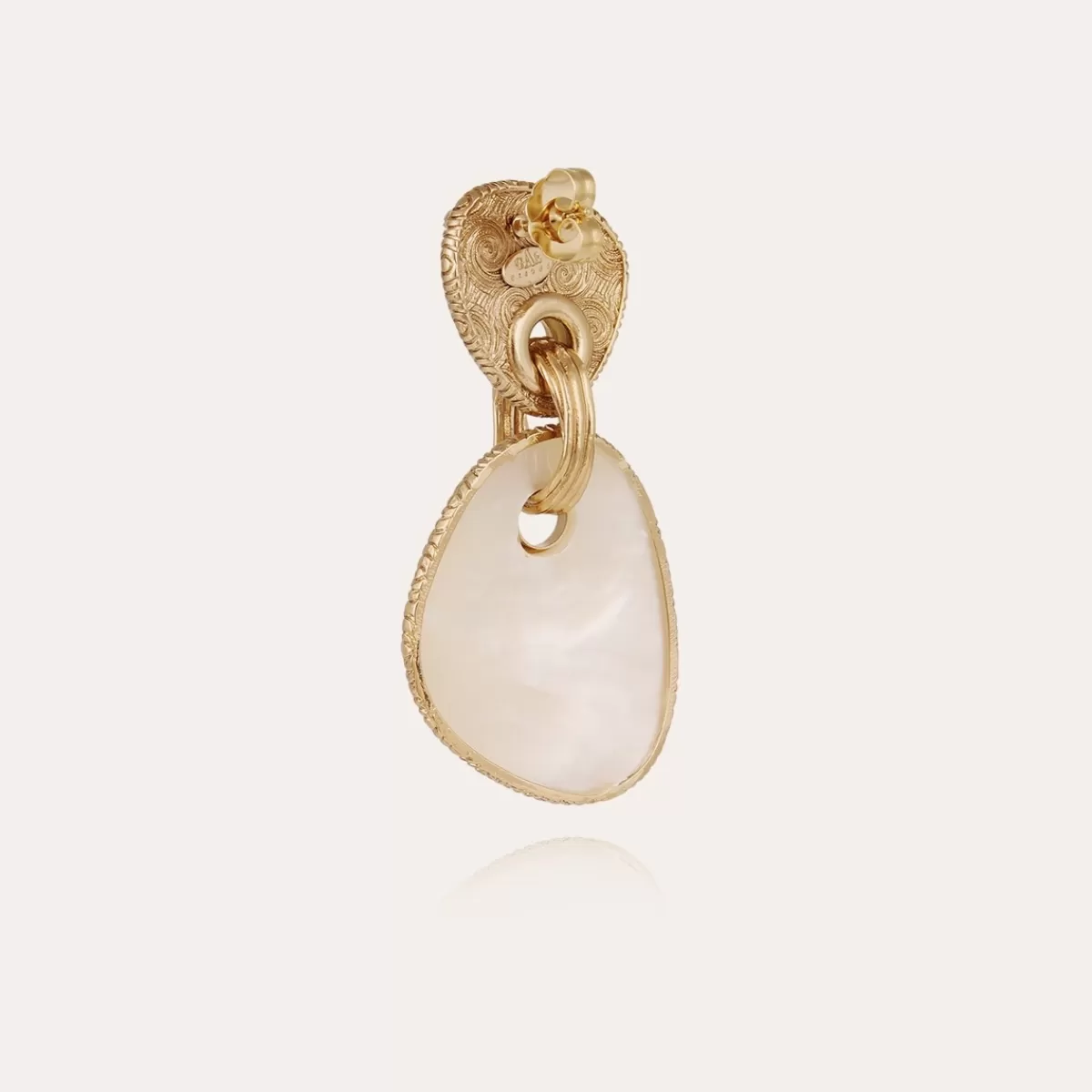 Gas Bijoux Boucles d'oreilles Silia grand modèle dorées - Nacre blanche Flash Sale