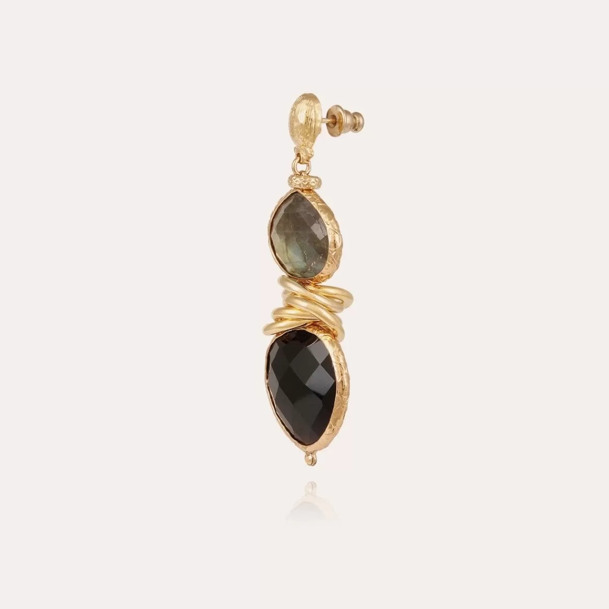 Gas Bijoux Boucles d'oreilles Sirena petit modèle dorées - & Onyx Noir Labradorite Sale