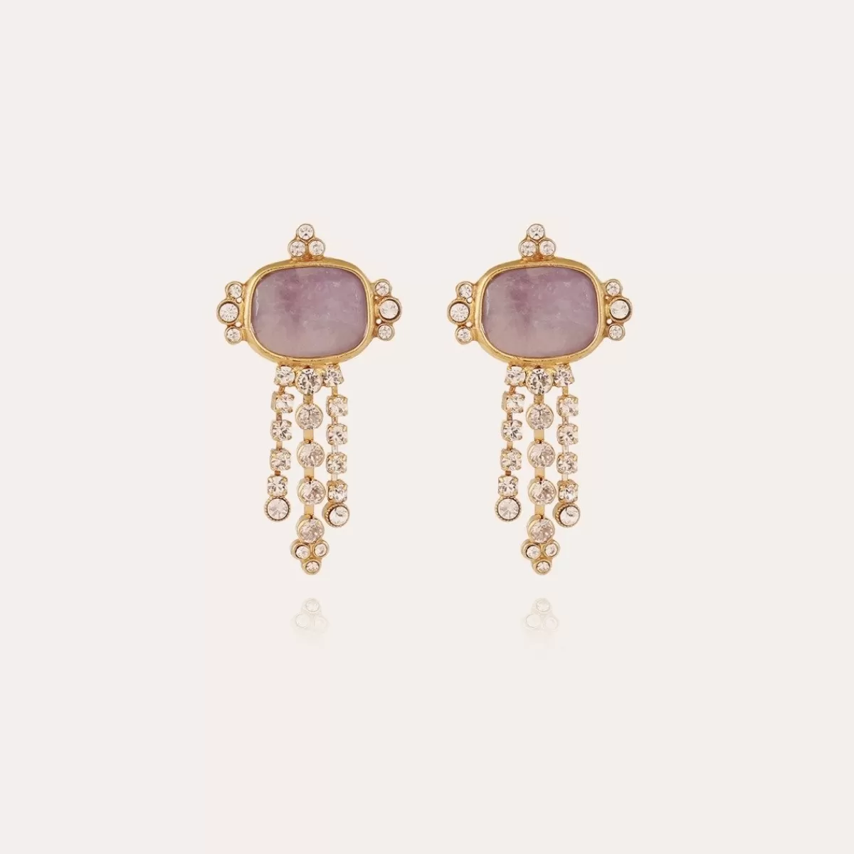 Gas Bijoux Boucles d'oreilles Tiki dorées - Améthyste Nacre blanche Flash Sale