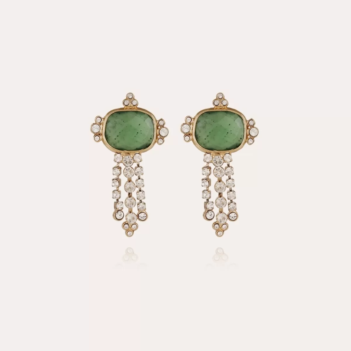 Gas Bijoux Boucles d'oreilles Tiki dorées - Serpentine Nacre blanche Clearance
