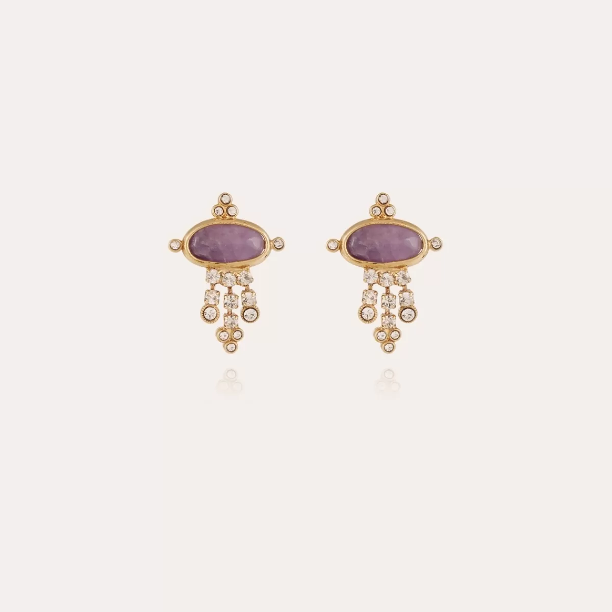 Gas Bijoux Boucles d'oreilles Tiki petit modèle doré - Améthyste Flash Sale