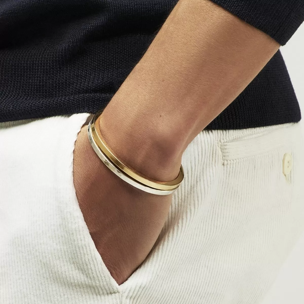 Gas Bijoux Bracelet Eliot martelé grand modèle argenté Discount
