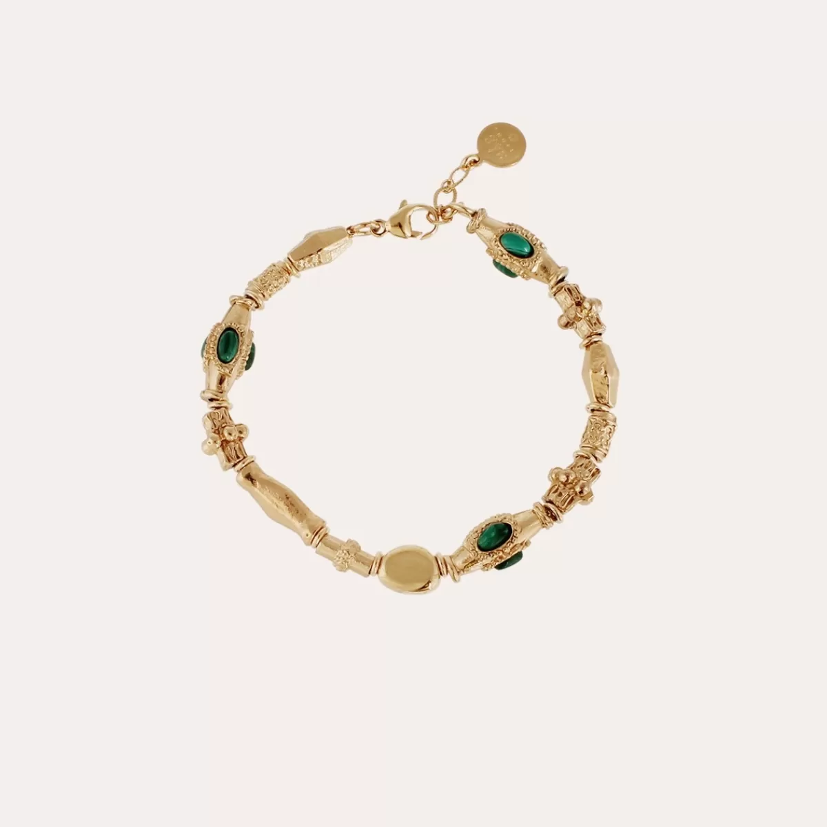 Gas Bijoux Bracelet Kali cabochons doré - Malachite Cornaline Flash Sale