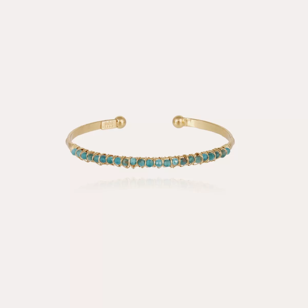 Gas Bijoux Bracelet Lyre jonc petit modèle doré - Apatite bleue Nacre blanche Cheap