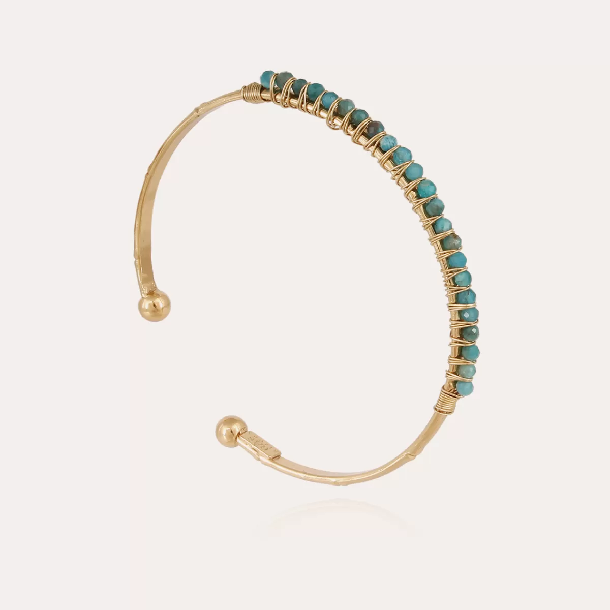 Gas Bijoux Bracelet Lyre jonc petit modèle doré - Apatite bleue Nacre blanche Cheap