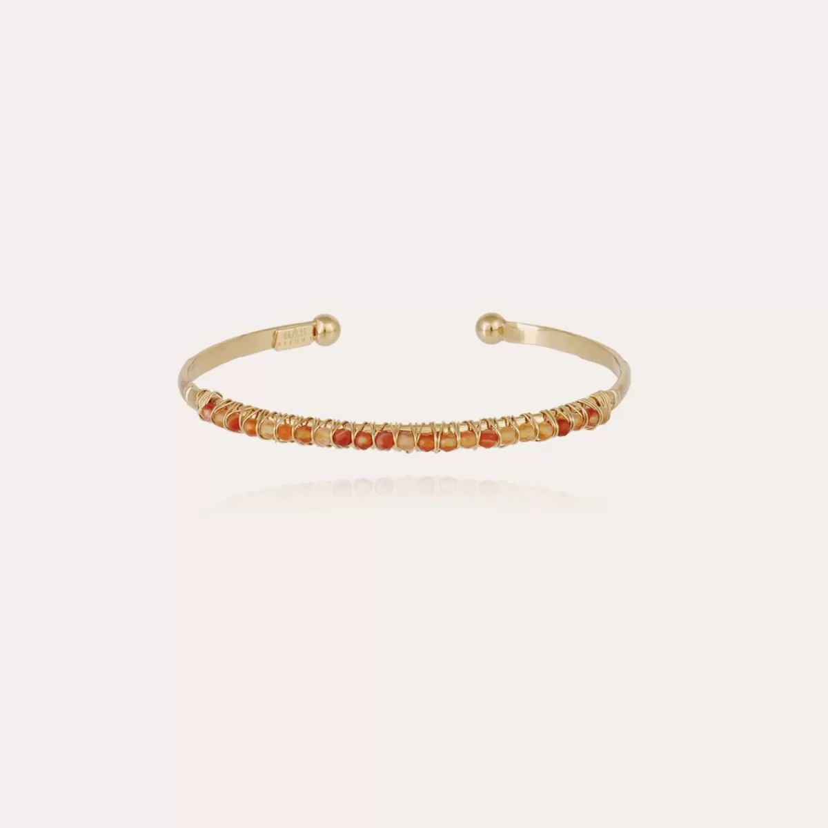 Gas Bijoux Bracelet Lyre jonc petit modèle doré - Cornaline Nacre blanche Outlet
