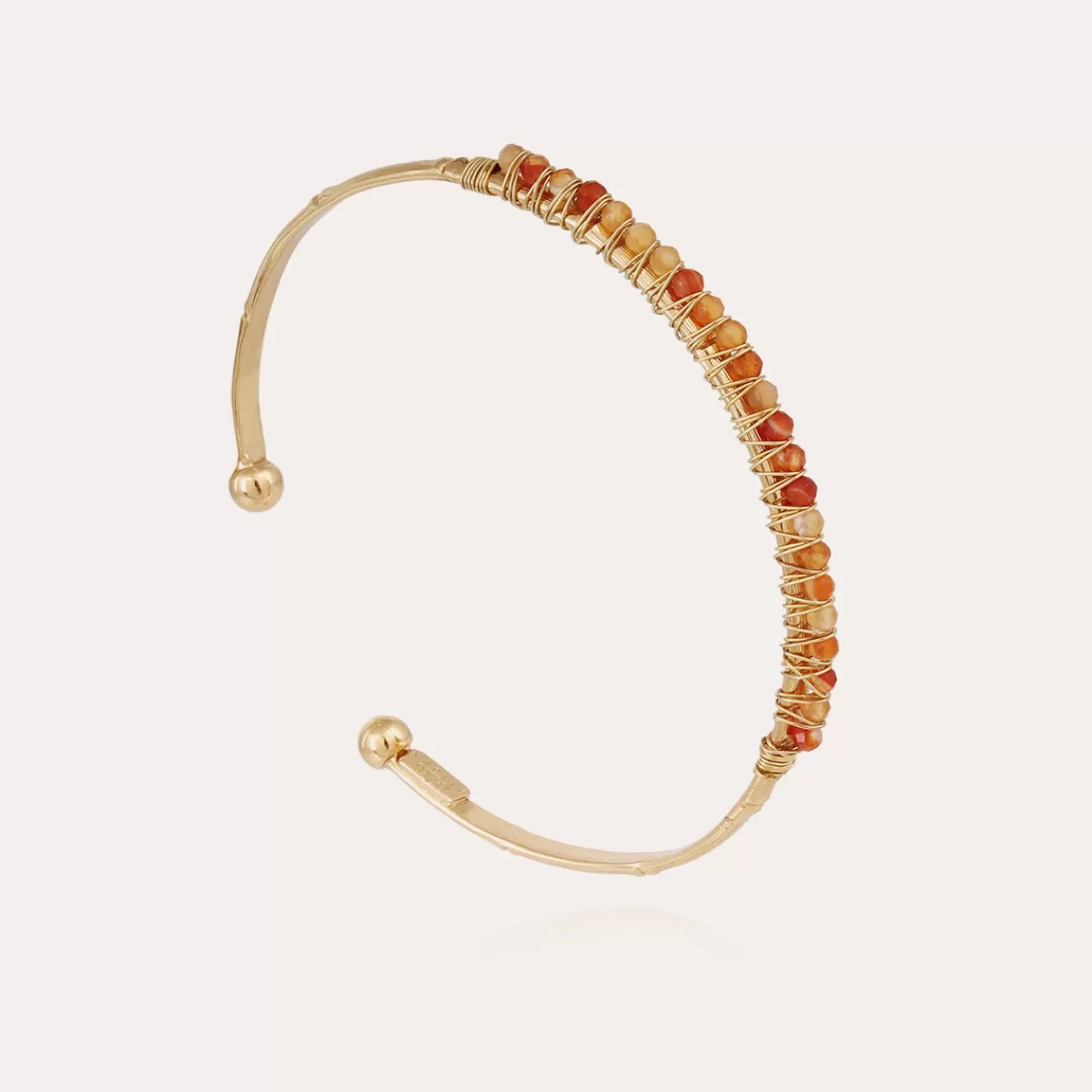 Gas Bijoux Bracelet Lyre jonc petit modèle doré - Cornaline Nacre blanche Outlet